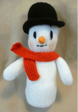 Download Christmas Crafts Beautifully Hand Knitted Snowman Decoration Ornament Toy PSD Mockup Templates