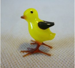 Vintage Miniature Glass Animal Figurine #16 - Small Hollow Yellow Chick Vintage Miniature Glass Animal Figurine #16 - Small Hollow Yellow Chick